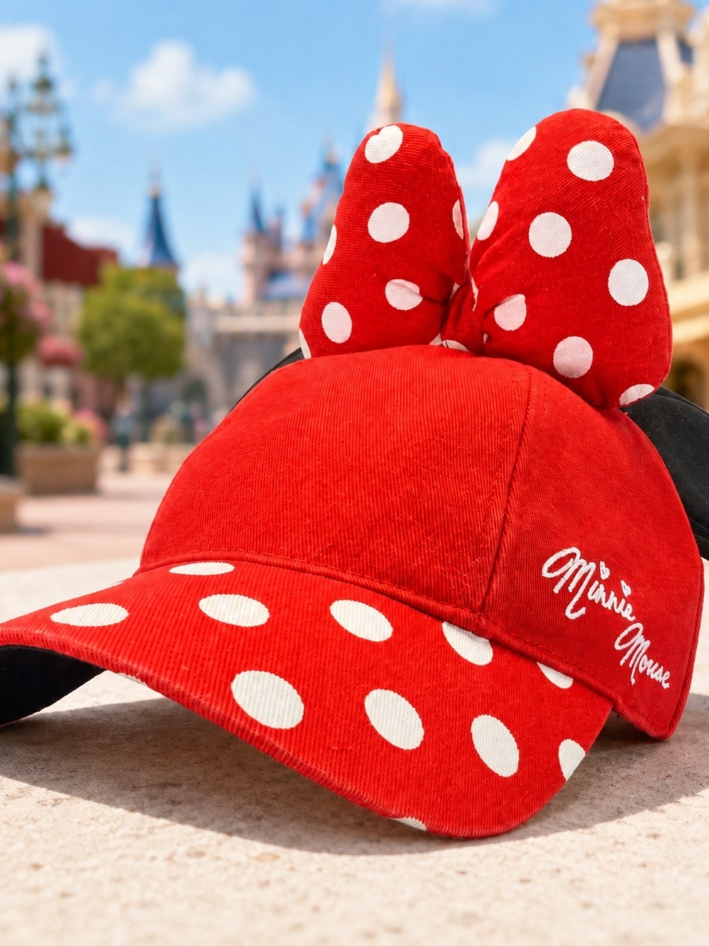 Disney Parks Minnie Mouse Ears Bow Youth Red Polka Dot Hat